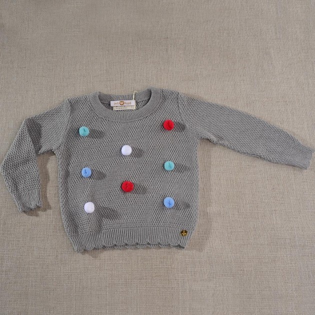 Sweater Pompom Cinza