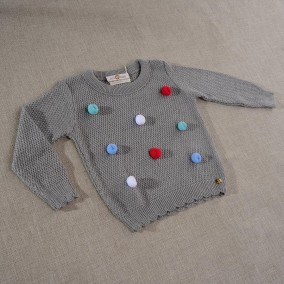 Sweater Pompom Cinza